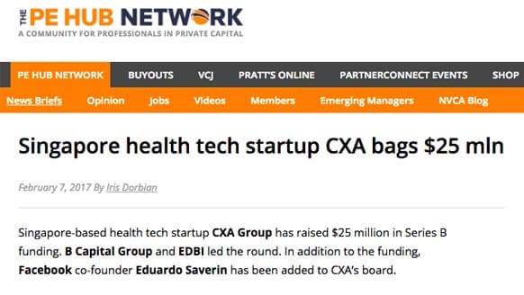 新加坡健康科技创业公司CXA猎获2500万美元