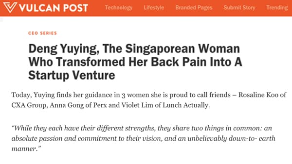 新加坡女性邓玉英将自己的背痛转变为一家创业公司